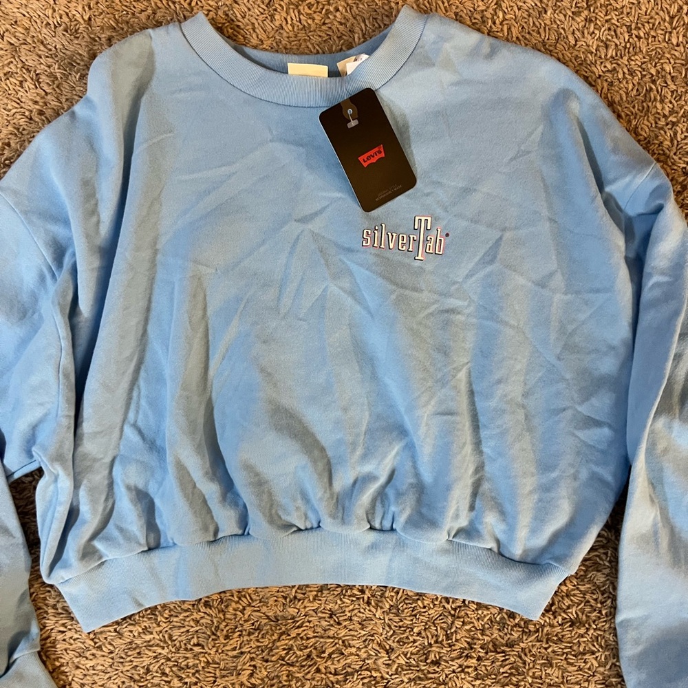 Levi's Silver Tab Blue Cropped Top Size Large NWT